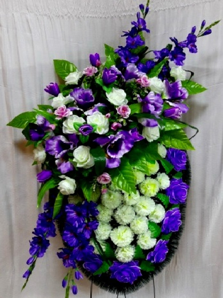 Венок ритуальный АВ-20, "Ирисы", выс.140см.